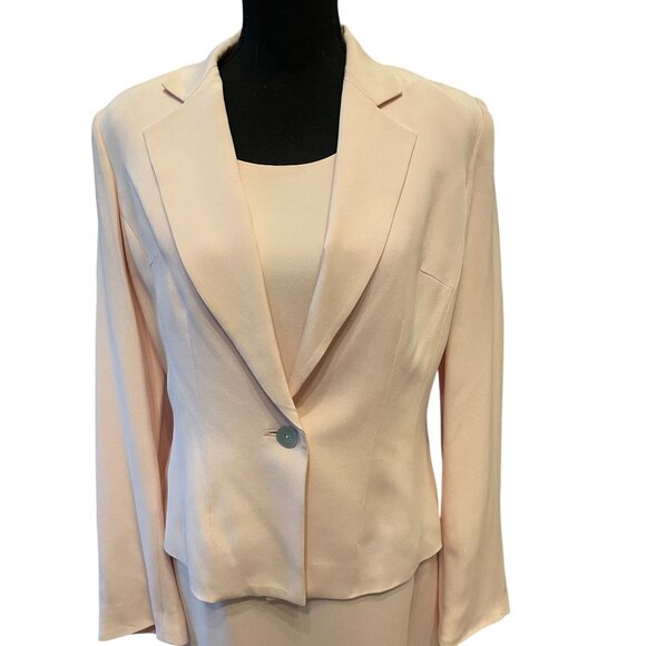 100% silk dress blazer set pink sheath stunning 80's suit sz 8 Vintage classic - Picture 11 of 14